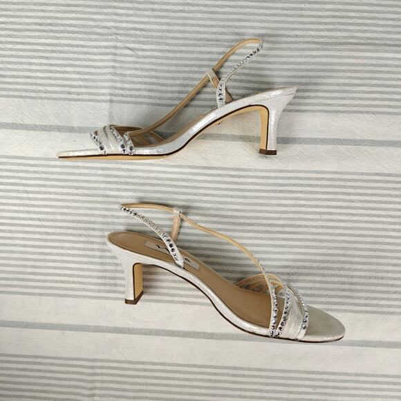 Nina New York Silver Strappy Sequined Open Toe Heels Size 6.5 - Picture 5 of 10